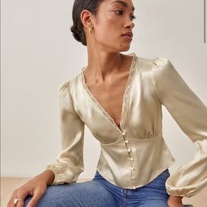 Gold silk reformation top.